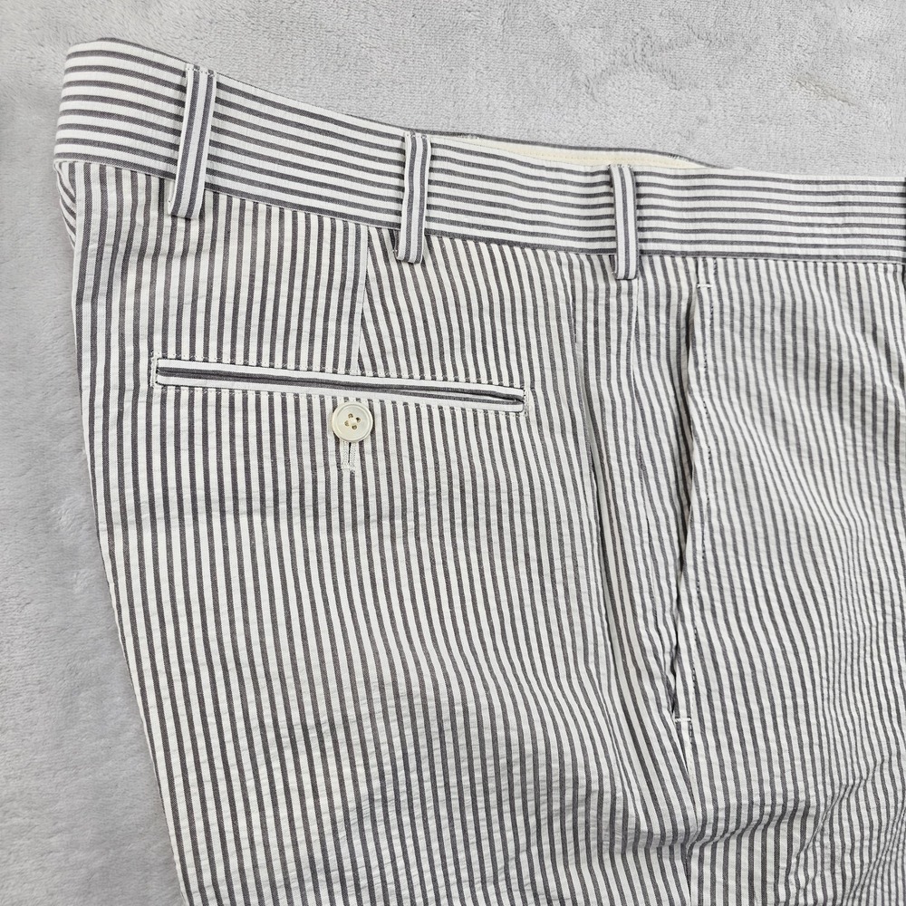 Brooks Brothers Seersucker Trousers Pants Mens 34x30 Cuffed Gray White Hickory